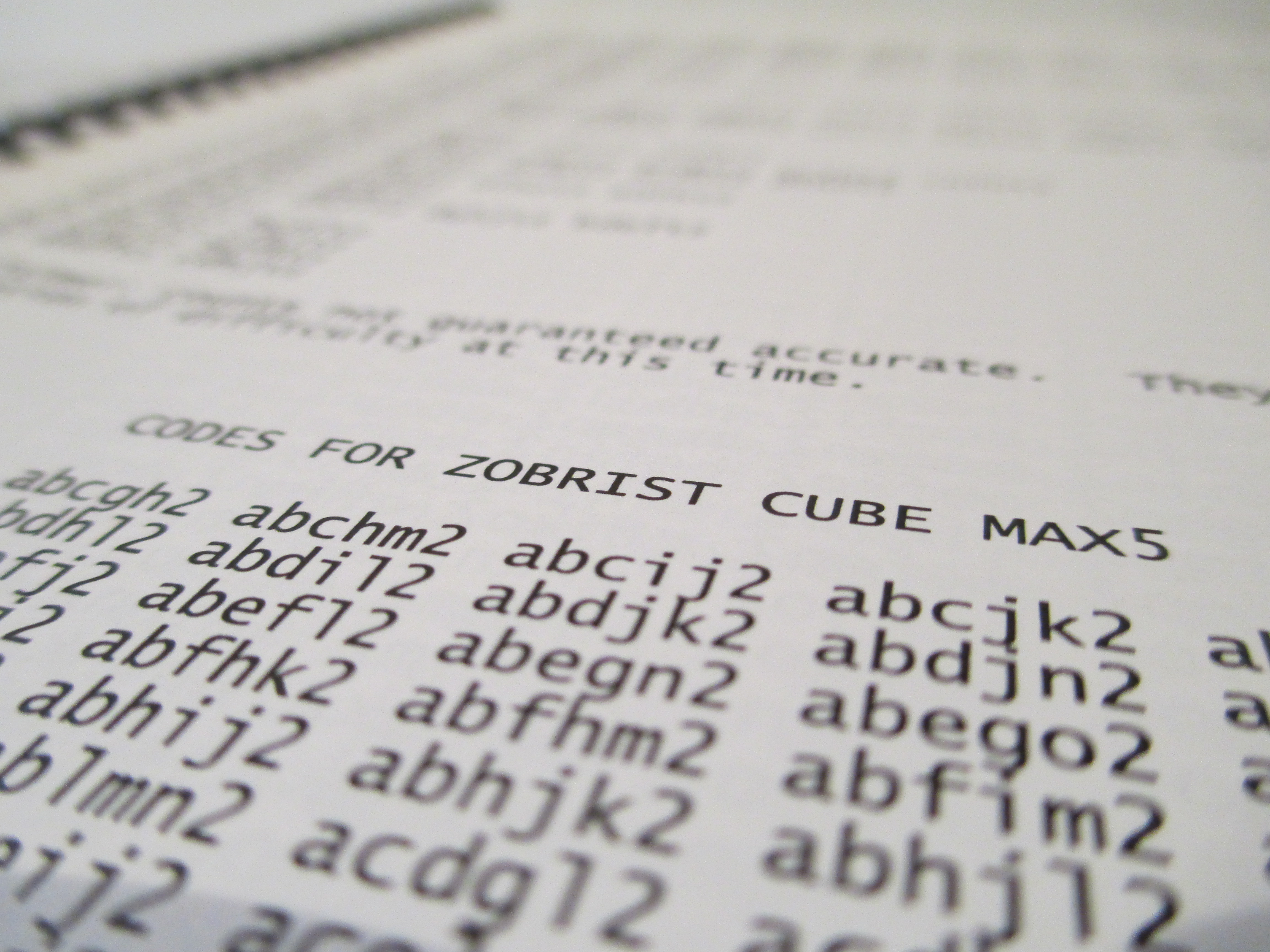 Zobrist Cube Code Max5 Cube